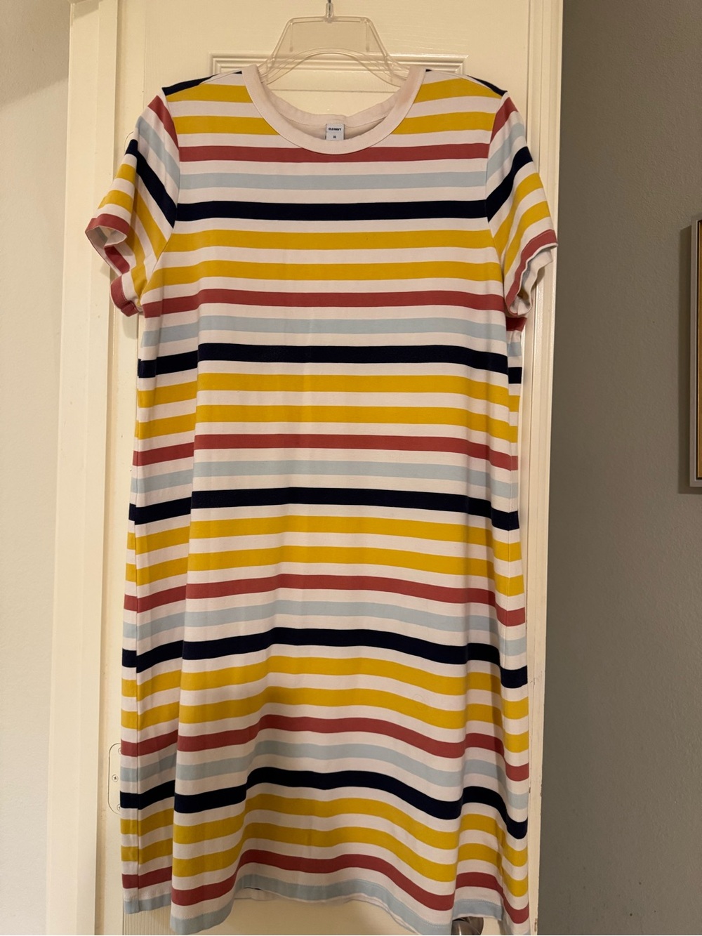 Old Navy Women’s Striped Tee Dress - Yellow, Navy & Pink